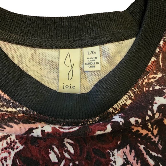 Joie Caleigh Cropped Sweater Marbled Abstract Floral Fractal Women sz Large - Picture 5 of 9